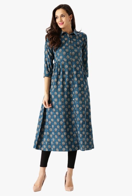 Libas Navy Printed Cotton Kurta Libas Navy Printed Cotton Kurta