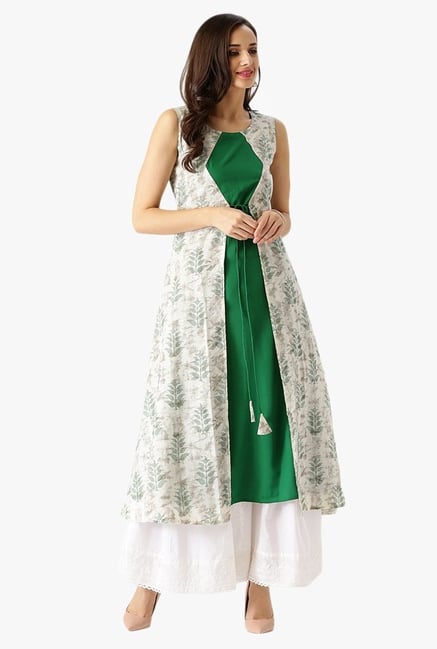Libas Green & Off White Printed Cotton Kurta Libas Green & Off White Printed Cotton Kurta
