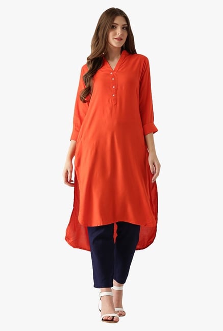 Libas Orange Regular Fit Rayon Pathani Kurta Libas Orange Regular Fit Rayon Pathani Kurta