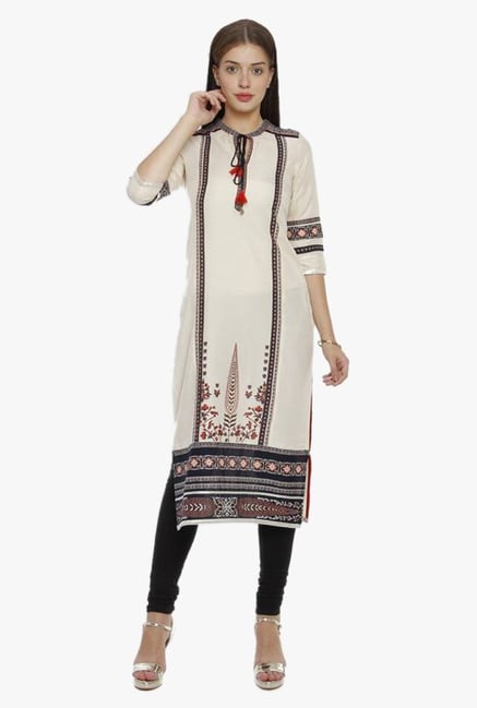 W Blue Printed Cotton Kurta W Blue Printed Cotton Kurta