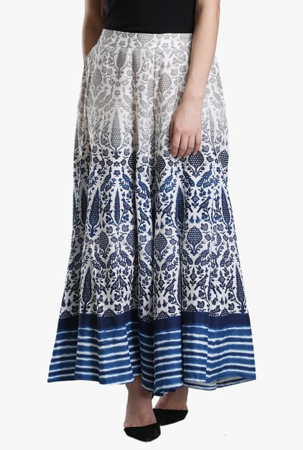 W White & Navy Viscose Palazzo W White & Navy Viscose Palazzo