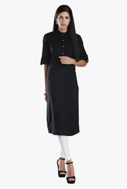 W Black Regular Fit Cotton Kurta W Black Regular Fit Cotton Kurta