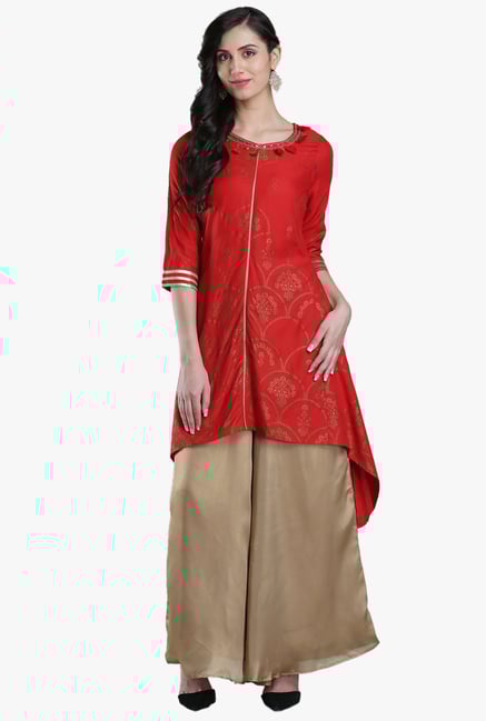 W Red Printed Viscose Kurti W Red Printed Viscose Kurti