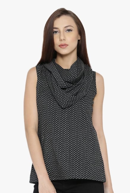 Desi Fusion Black Printed Cotton Top Desi Fusion Black Printed Cotton Top