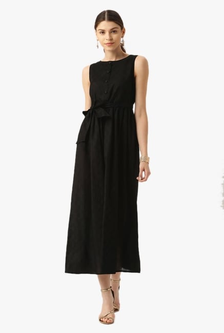 Desi Fusion Black Cotton A-Line Dress Desi Fusion Black Cotton A-Line Dress