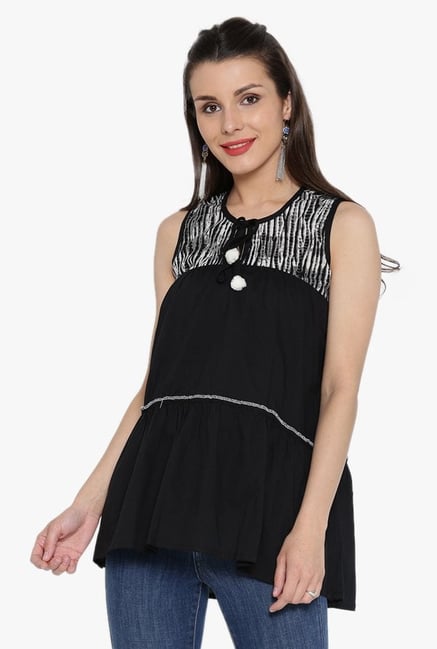 Desi Fusion Black Cotton Top Desi Fusion Black Cotton Top