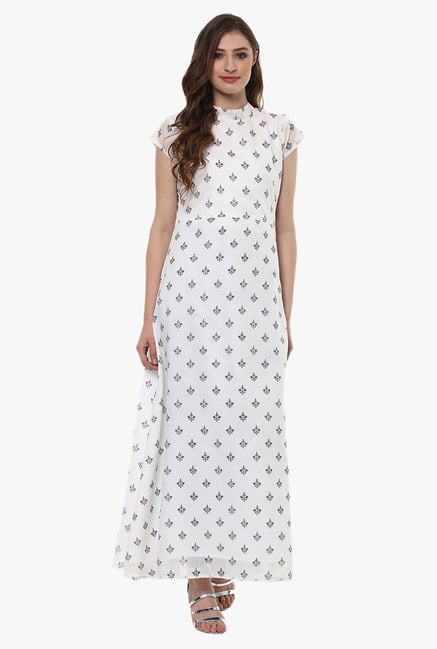 Ziyaa White Printed Chanderi A-Line Kurta Ziyaa White Printed Chanderi A-Line Kurta