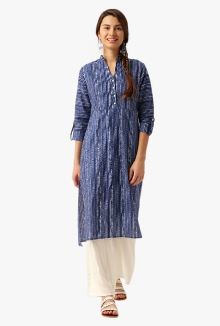 Desi Fusion Indigo & Off White Cotton Kurta with Palazzo Desi Fusion Indigo & Off White Cotton Kurta with Palazzo