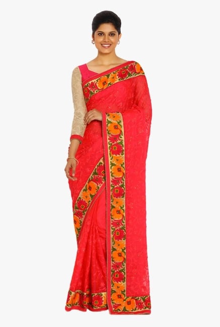 Soch Pink Embellished Chiffon Saree Soch Pink Embellished Chiffon Saree