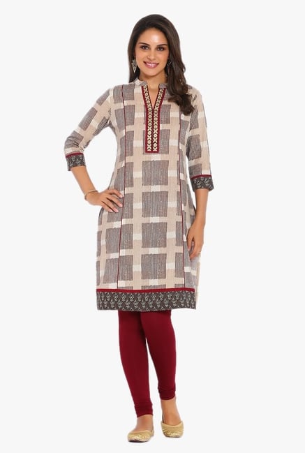 Soch Beige Printed Cotton Kurta Soch Beige Printed Cotton Kurta