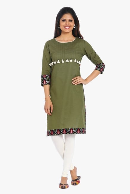 Soch Green Regular Fit Cotton Kurta Soch Green Regular Fit Cotton Kurta