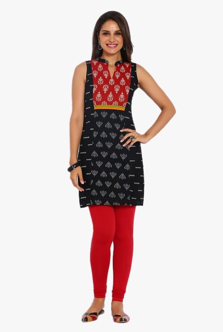 Soch Black Printed Cotton Kurti Soch Black Printed Cotton Kurti