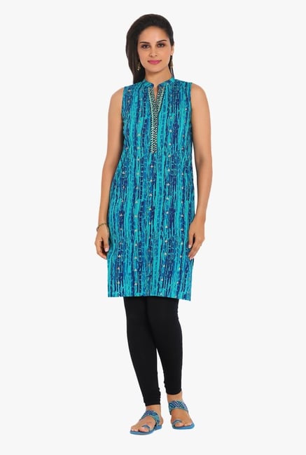 Soch Turquoise Printed Cotton Kurta Soch Turquoise Printed Cotton Kurta