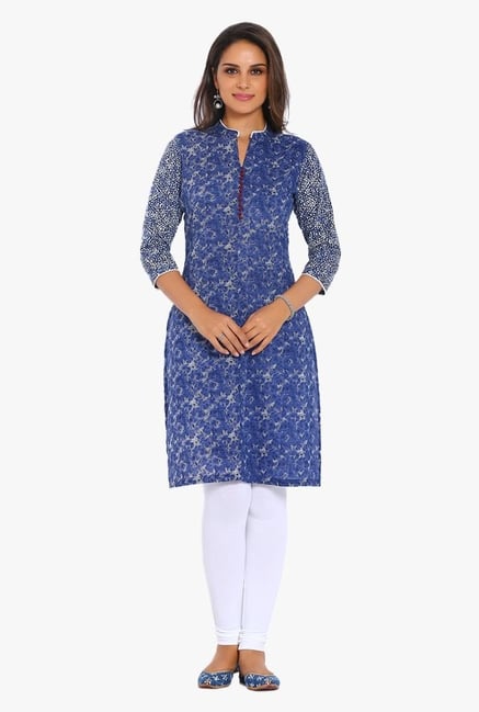 Soch Blue Printed Cotton Kurta Soch Blue Printed Cotton Kurta
