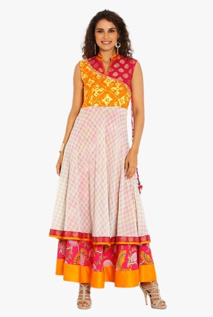 Soch Off White & Pink Printed Cotton Kurta Suit Set Soch Off White & Pink Printed Cotton Kurta Suit Set
