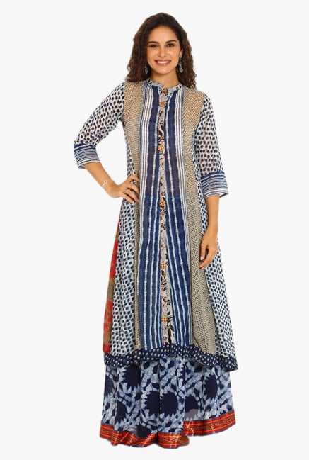 Soch Navy Printed Georgette Kurta Suit Set Soch Navy Printed Georgette Kurta Suit Set