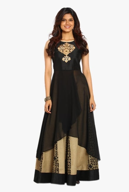 Soch Black & Beige Georgette Kurta With Palazzo Set Soch Black & Beige Georgette Kurta With Palazzo Set