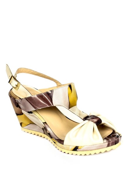 Pavers England Beige & Brown T-Strap Wedges Pavers England Beige & Brown T-Strap Wedges