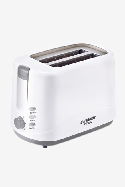 Eveready PT102 2 Slice 750 W Pop Up Toaster (White/Grey) Eveready PT102 2 Slice 750 W Pop Up Toaster (White/Grey)