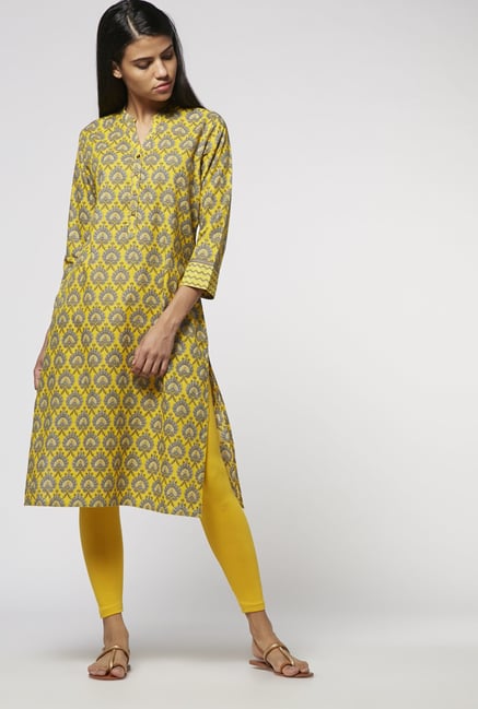 Utsa by Westside Yellow Pure Cotton Kurta Utsa by Westside Yellow Pure Cotton Kurta