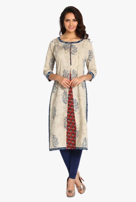 Soch Beige Printed Cotton Kurta Soch Beige Printed Cotton Kurta