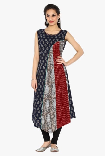 Soch Navy Printed Cotton Kurta Soch Navy Printed Cotton Kurta