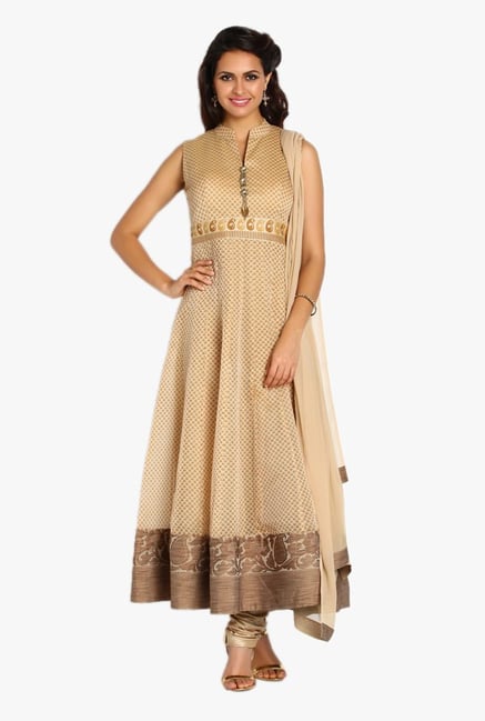 Soch Beige Embroidered Kota Anarkali Suit Soch Beige Embroidered Kota Anarkali Suit