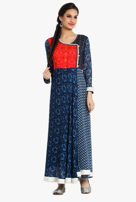 Soch Navy & Red Printed Georgette Kurta Set Soch Navy & Red Printed Georgette Kurta Set