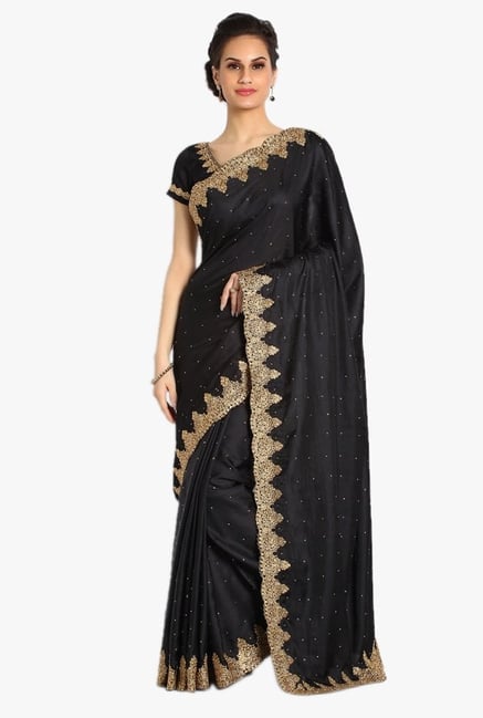 Soch Black Embellished Satin Saree Soch Black Embellished Satin Saree