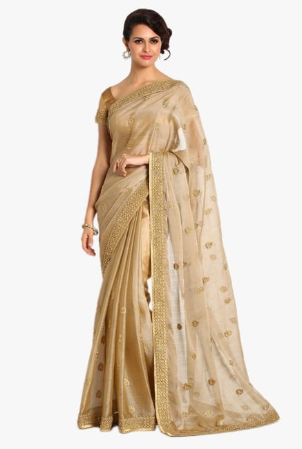 Soch Beige Embroidered Georgette Saree Soch Beige Embroidered Georgette Saree