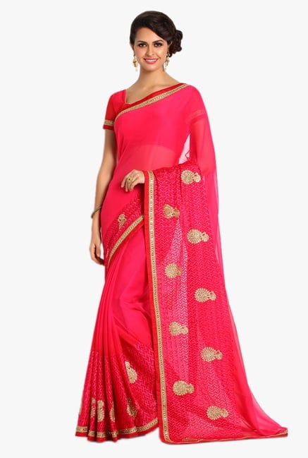 Soch Pink Embroidered Georgette Saree Soch Pink Embroidered Georgette Saree