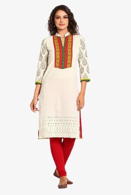 Soch Off White Printed Cotton Kurta Soch Off White Printed Cotton Kurta