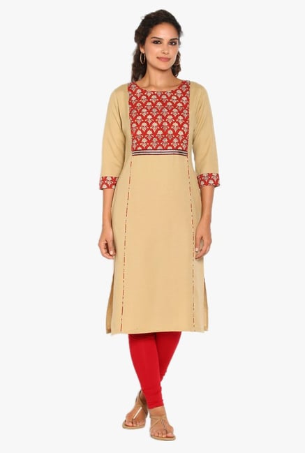 Soch Beige Printed Khadi Kurta Soch Beige Printed Khadi Kurta