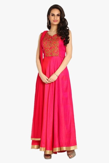 Soch Pink Embroidered Silk Anarkali Suit Soch Pink Embroidered Silk Anarkali Suit