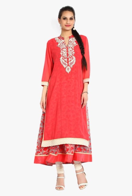 Soch Peach & Off White Printed Georgette Kurta Set Soch Peach & Off White Printed Georgette Kurta Set