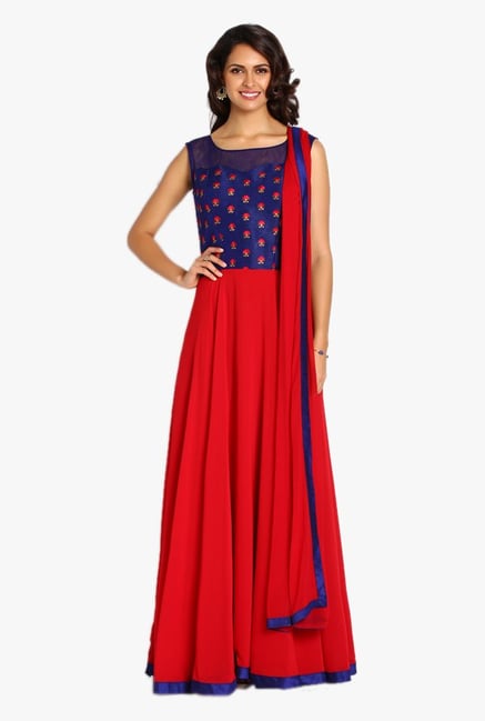 Soch Royal Blue & Red Georgette Anarkali Suit Soch Royal Blue & Red Georgette Anarkali Suit