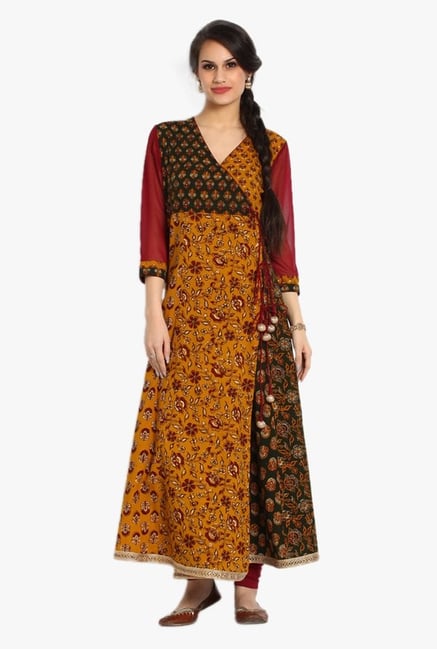 Soch Mustard & Maroon Printed Cotton Kurta Set Soch Mustard & Maroon Printed Cotton Kurta Set