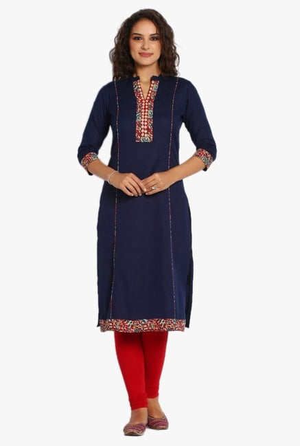 Soch Navy Printed Cotton Kurta Soch Navy Printed Cotton Kurta