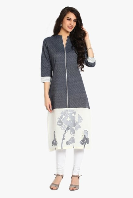 Soch Grey Embroidered Cotton Jacquard Kurta Soch Grey Embroidered Cotton Jacquard Kurta