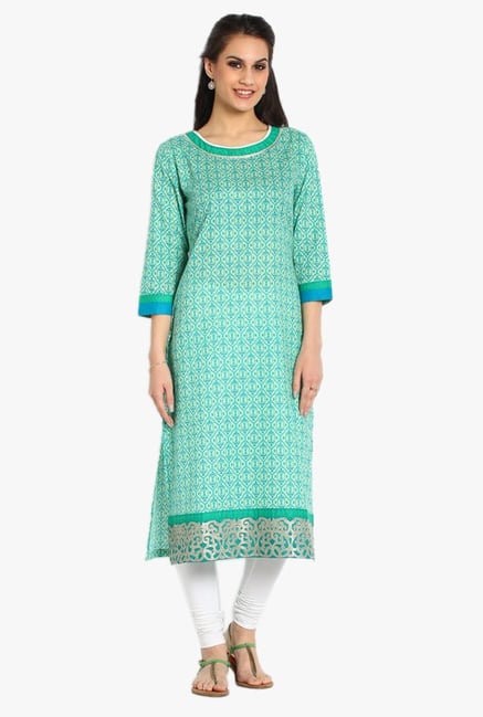 Soch Green Printed Cotton Kurta Soch Green Printed Cotton Kurta
