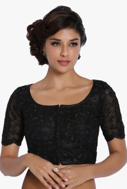 Soch Black Embroidered Net Blouse Soch Black Embroidered Net Blouse