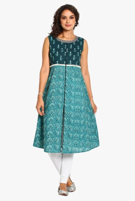 Soch Green Printed Cotton Kurta Soch Green Printed Cotton Kurta