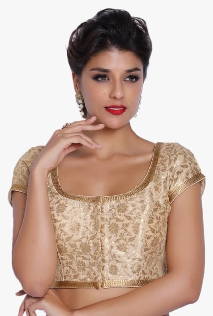 Soch Beige Printed Brocade Blouse Soch Beige Printed Brocade Blouse