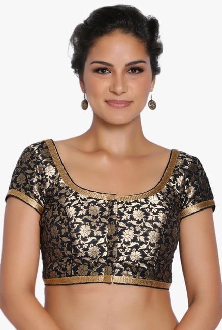 Soch Black Floral Print Brocade Blouse Soch Black Floral Print Brocade Blouse