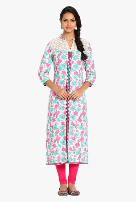 Soch Off White Floral Print Cotton Kurta Soch Off White Floral Print Cotton Kurta