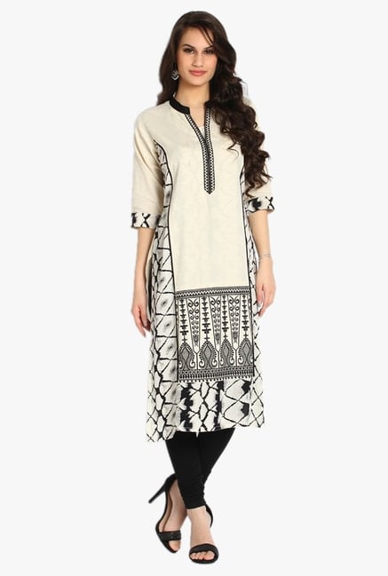 Soch Off White & Black Embroidered Khadi Kurta Soch Off White & Black Embroidered Khadi Kurta