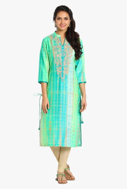Soch Green Embroidered Silk Kurta Soch Green Embroidered Silk Kurta