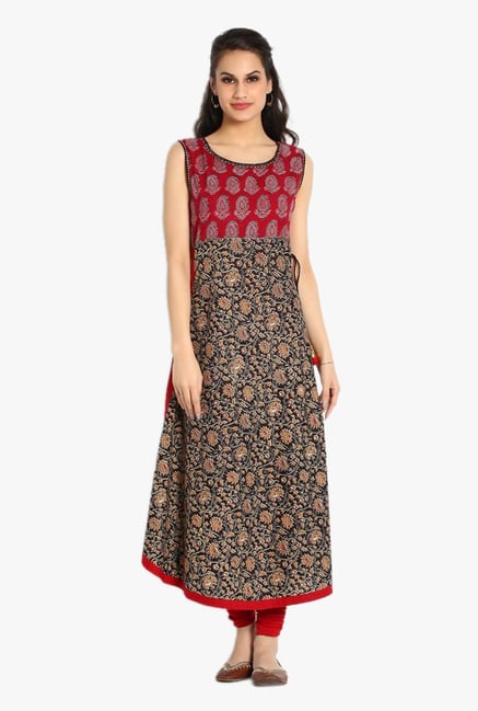 Soch Red & Brown Printed Cotton Kurta Soch Red & Brown Printed Cotton Kurta