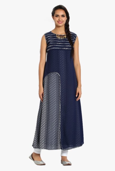 Soch Navy & White Printed Georgette Kurta Set Soch Navy & White Printed Georgette Kurta Set