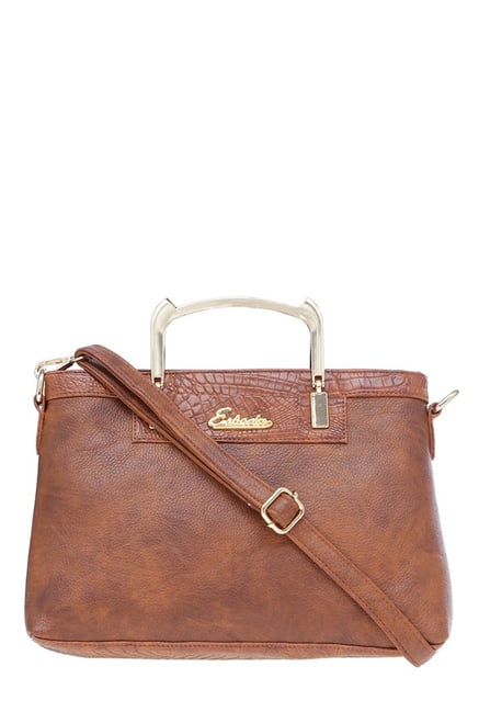 Esbeda Croco Tan Distressed Handbag Esbeda Croco Tan Distressed Handbag